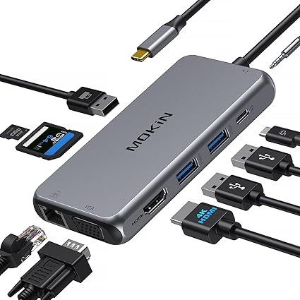 4K TYPE-C HDMI 12 IN 1 LAN+TYPE-C+SD+2USB3.0+AUDIO+2 HDMI+VGA CONVERTER