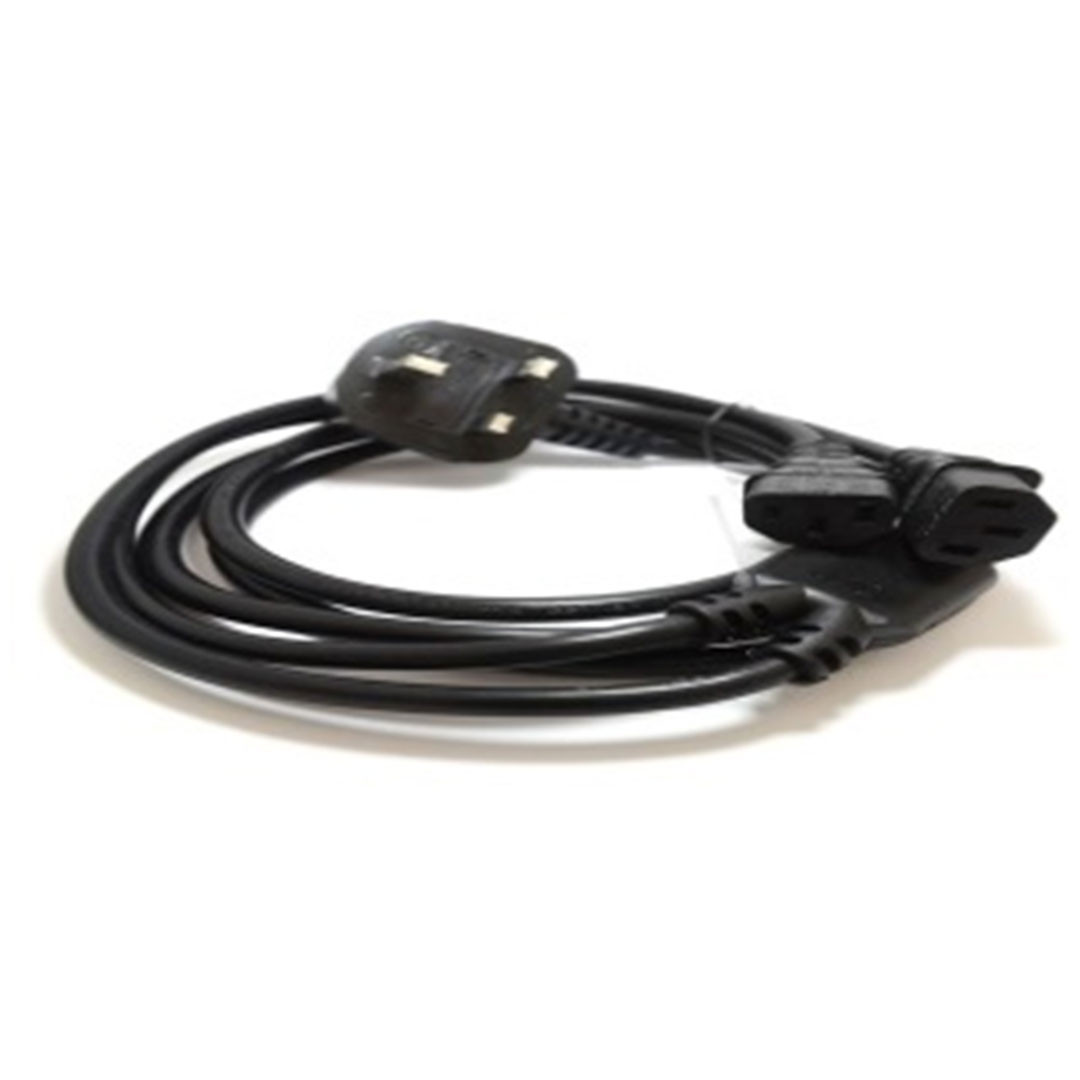 Power Cord UK Plug to 2 x C13 IEC Dual Kettle Lead Splitter Cable 1.8m 